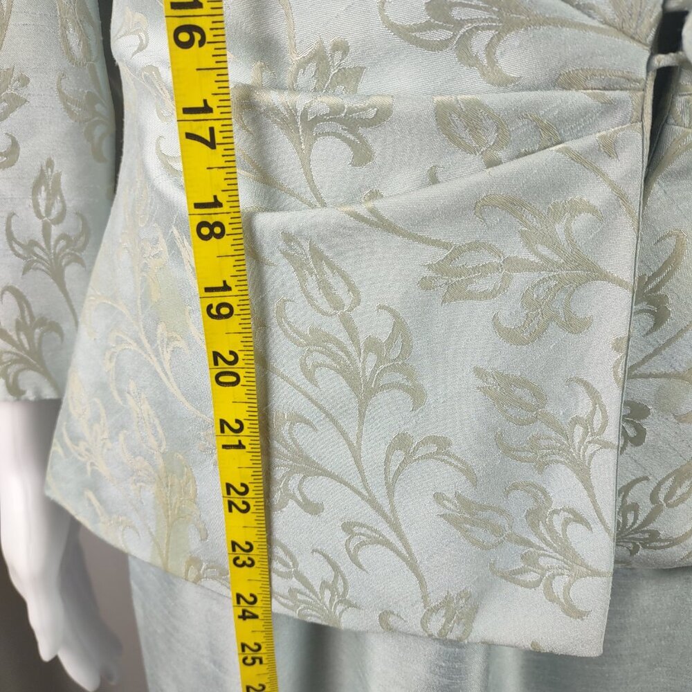 Jessica Howard Evenings 2Pc Sage Jacquard Sheath Dress Jacket Set Size 10 - Picture 8 of 16